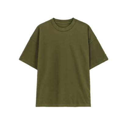 Camisa oversize verde de algodón pesado para hombre, moda urbana moderna
